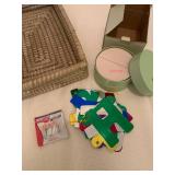 Basket, nesting boxes and other birthday items
