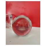 Laser engraved crystal cubes (both damaged) and glass sphere paperweight