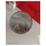Laser engraved crystal cubes (both damaged) and glass sphere paperweight