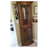 Corner lighted curio with glass shelves 60 x 23