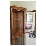 Corner lighted curio with glass shelves 60 x 23