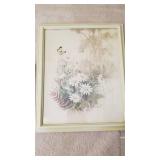 Alaska and butterfly/flowers framed prints (largest is 22 x 19)