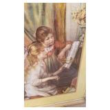 Sisters playing piano framed print 32 x 25