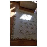 Quilt hand stitched (good condition, stain on back doesnt show thru) approx 7 ft x 7 ft