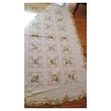 Quilt hand stitched (good condition, stain on back doesnt show thru) approx 7 ft x 7 ft