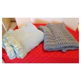 Blanket and a crocheted throw