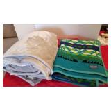 Beaver State Pendleton Woolen Mills reversible wool blanket and plush blanket