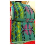 Beaver State Pendleton Woolen Mills reversible wool blanket and plush blanket