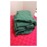 Queen flannel sheets, beige fitted and flat, green fitted flat and one pillowcase