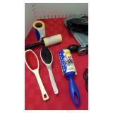 Omron arm cuff, stethoscope, lint brushes and heat lamp