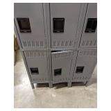 Retails: $1100 Wardrobe Locker: 36 in x 18 in x 72 in, Louvered, 3 Tiers, 3 Units Wide, Padlock Hasp, Steel