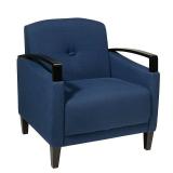 OSP Home Furnishings Main Street Woven Indigo Chair with Interlace Weave Fabric and Espresso Finish Wood Arms by Ave Six