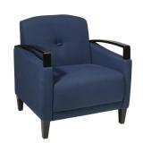OSP Home Furnishings Main Street Woven Indigo Chair with Interlace Weave Fabric and Espresso Finish Wood Arms by Ave Six