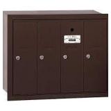 Salisbury 3504ARU recess mounted vertical mailbox with four doors, BROWN