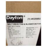 Belt Drive Motor, 1/2 HP, Split-Phase, Nameplate RPM 1,725, No. of Speeds 1
