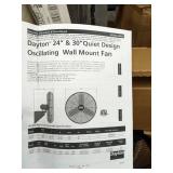 24 in, Light-Duty Quiet-Design Industrial Fan, Oscillating, Stationary, Wall, 115V AC