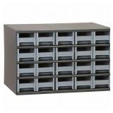 Drawer Bin Cabinet: 17 in x 11 in x 11 in, 20 Drawers, Stackable, Steel, 40 Dividers, Gray