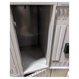 Retails: $1100 Wardrobe Locker: 36 in x 18 in x 72 in, Louvered, 3 Tiers, 3 Units Wide, Padlock Hasp, Steel