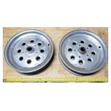 Pair Aluminum Funny Car rims with Anglia spindles