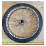 Pair Kagan dragster spoke rims with Avon Speedmaster MKII 2.25 x 17R tires made in England, 2 spokes missing on one rim