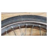 Pair Kagan dragster spoke rims with Avon Speedmaster MKII 2.25 x 17R tires made in England, 2 spokes missing on one rim