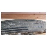 Pair Kagan dragster spoke rims with Avon Speedmaster MKII 2.25 x 17R tires made in England, 2 spokes missing on one rim