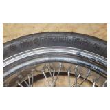 New Metzeler ME 880 Marathon 200-50ZR 18m-c (76w) Rear Motorcycle Tire mounted on a spoked chrome rim