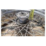 New Metzeler ME 880 Marathon 200-50ZR 18m-c (76w) Rear Motorcycle Tire mounted on a spoked chrome rim