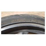 Used Dunlop Sportmax D218F 120/70 ZR 17 M/C 58W Front Motorcycle Tire mounted on 3 Point Painted Aluminum rim w/brake plates