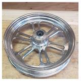 Used Chrome Plated Motorcycle Rim w/Hub (19.25 in. diameter and 4.125 in. width) ~ some chrome plating damage see pix