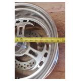 Used Billet Aluminum Rear Motorcycle Rim w/Hub (19.125 in. diameter and 9.25 in. width) ~ see pix for more info