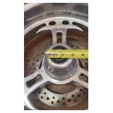 Used Billet Aluminum Rear Motorcycle Rim w/Hub (19.125 in. diameter and 9.25 in. width) ~ see pix for more info