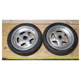 Pair new TI2570 -D15 UniRoyal Hideaway 4 ply tires on Aluminum race rims with Anglia spindles