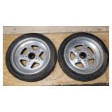 Pair new TI2570 -D15 UniRoyal Hideaway 4 ply tires on Aluminum race rims with Anglia spindles