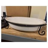 Bundle of 2 Matching Wall Mounts and 1 Metal Display bowl and Ceramic Food Bowl