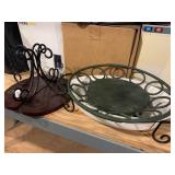 Bundle of 2 Matching Wall Mounts and 1 Metal Display bowl and Ceramic Food Bowl