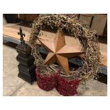 Decorative Bundle including Star Wreath, Iron Decor Piece, and 2 Wall Candle Lights