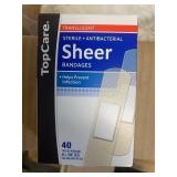 Lot of 15 New Box of 40 Translucent Antibacterial Sheer Bandages