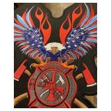 Large American Firefighter Flaming Eagle Patch