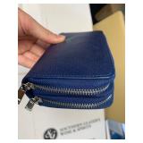 Brand New Navy Blue Smooth Leather Double Zipper Money Organizer/ Wallet