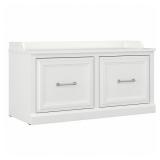 kathy ireland Home by Bush Furniture Woodland 40"W Shoe Storage Bench With Doors, White Ash,