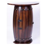Rustic Lockable Barrel Shaped Wine Bar Cabinet Wooden End Table Retail:$265.99