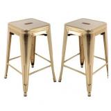 Brage Living Millard Stackable Industrial Metal Counter Stool - (Set of 2) - Gold Retail:$142.99