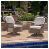 Liam Outdoor Wicker Swivel Club Chair with Cushion (Set of 2) by Christopher Knight Home Retail:$521.99