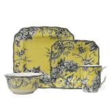222 Fifth Adelaide Yellow Porcelain 16-piece Dinnerware Set (Service for 4) Retail:$109.99