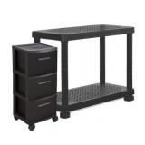 MQ 2-Tier Storage Shelf with Rolling Storage Cart Retail:$119.99