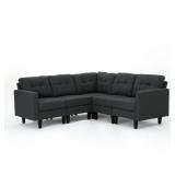 Grey- Emmie Mid-century Modern 2-piece Sectional Sofa Middle section seating by Christopher Knight Home- (2 MIDDLE SECTIONS ONLY)