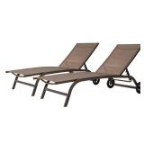 Adjustable Chaise Lounge Chair Outdoor Recliner with Wheels (Set of 2) - 74.80" L x 24.80" W x 13.78" H- Retail:$419.99