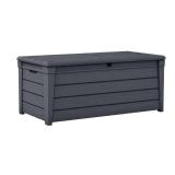 Keter Brightwood Outdoor Plastic Deck Box, All-Weather Resin Storage, 120 Gal, Anthracite Gray