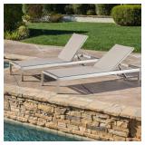 Cape Coral Outdoor Aluminum Adjustable Chaise Lounge (Set of 2) by Christopher Knight Home - Retail:$466.99